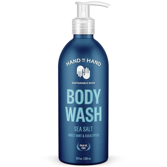 Hand in Hand Body Wash, Gentle Cleanser For All Skin Types, 10 Fl Oz, Sweet Mint & Eucalyptus, Sea Salt Scent, 2 Pack