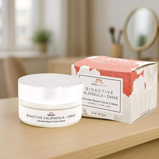 Bioactive Calendula + DMAE Ultimate Repair Face Cream – With Hyaluronic Acid, Rooibos & Rose – Moisturizer for Normal to Dry Skin – Vegan, Non-GMO, Gluten-Free, Soy-Free – 2 oz