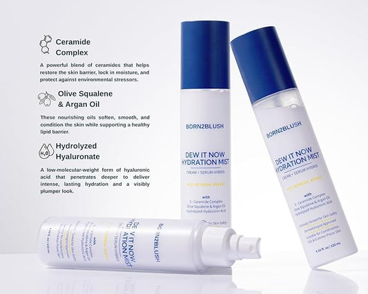 Dew It Now Hydration Mist | Hydrating Face Mist Toner Spray with 5-Ceramide Complex, Argan Oil & Squalane | Lightweight Barrier Repair Mist for Dewy, Glowy Skin | Sensitive Skin Safe | 120ml
