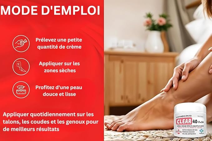 CLEAR Urea Cream 40 Percent Plus 2% Salicylic Acid (4oz) Made in USA | Urea Foot & Hand Cream Softens Cracked Heels & Dry Skin with Tea Tree & Coconut Oil - Callus & Corn Treatment