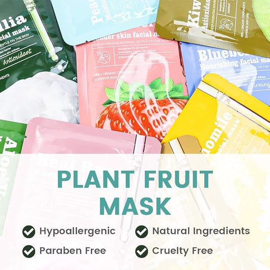 Face Sheet Mask Skincare,Hydrating Spa Face Mask For Sensitive Skin,Moisturize,Nourish for All Skin Types,Natural Skin Care Spa Face Mask for Women Men Girls,Pack of 8