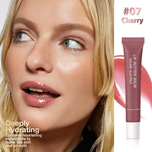 1Pcs Tinted Lip Balm Serum Makeup, Squeeze Hydrating Tint Lips Balms Serum Cosmetic, Women Care Glossy Nourishing Plumping Lip Stain Gloss Lipstick, Suitable for dry lips, Long-Lasting Color 07