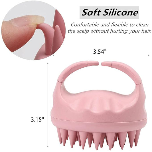 Silicone Scalp Massager Shampoo Brush Hair Scrubber Scalp Brush for All Hair Types of Women, Men, Kids, Pets - Pink