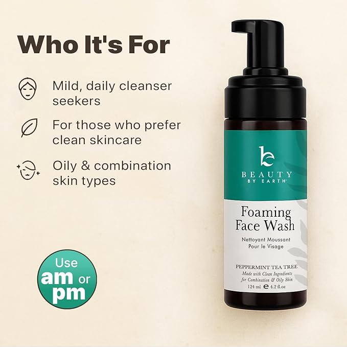 Foaming Face Wash Cleanser โ Made in USA with Hydrating Natural & Organic Vegan Ingredients, Gentle Non-Toxic Daily Facial Wash for Sensitive, Oily & Blemish Prone Skin for Women, Men & Teens