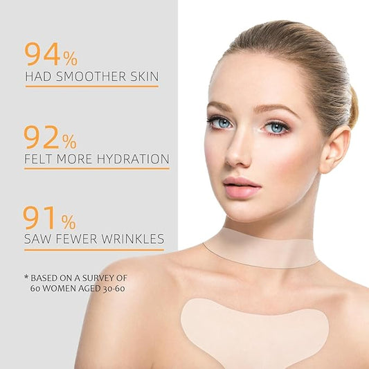 Chest Neck Wrinkle Patches -Silicone Patches for Wrinkles, Neck Mask Chest Patch for Decollete & Cleavage, Anti Ageing Wrinkle Remover, Reusable Overnight Wrinkles Treatment for Women,4 Pack