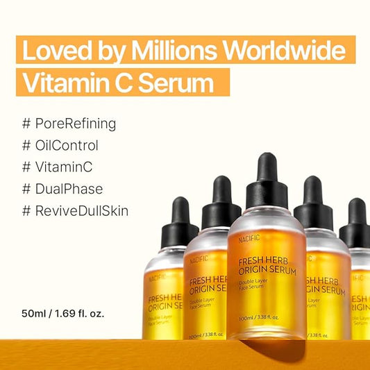 NACIFIC Fresh Herb Origin Facial Serum 1.69fl.oz 50ml Essence with Vitamin B, Vitamin C and botanical oil Essence Radiance Skin's moisture barrier Korean skincare for All skin types