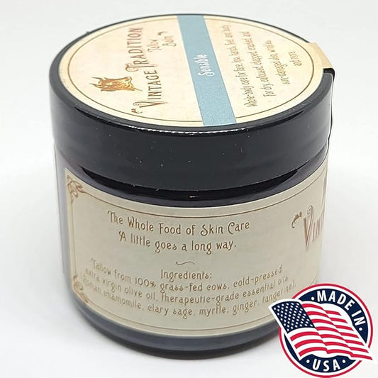 Vintage Tradition Beef Tallow All Purpose Balm - Healing, Hydrating Luxurious Skin Care Salve Replaces Body Lotion, Hand Cream, More - Essential Oil, Olive Oil, and Grass-Fed Tallow, 2 fl. oz.