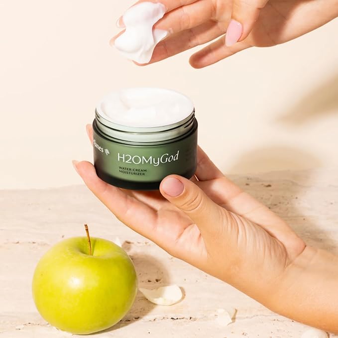H2O My God Water Cream Moisturizer with Vitamin C, Vegan Collagen Peptides & Apple Stem Cells – Lightweight Hydrating Day & Night Cream for Smooth, Bright Skin – Vegan & Cruelty‑Free, 1.7 oz