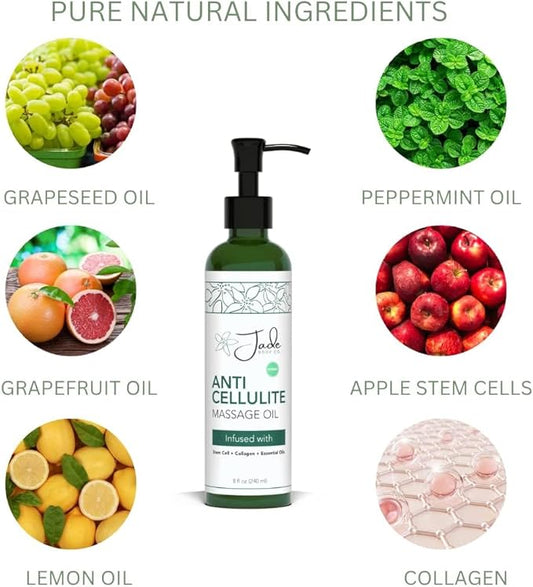 Gold & Black Anti Cellulite Massage Oil for Massage Therapy - Collagen and Stem Cell Skin Tightening Cellulite Cream for Women & Date Night Romance -External Use ONLY - 8 Fl Oz by Divine