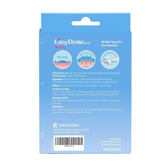 EasyDerm Beauty Patch(84 Counts) - 100% Hydrocolloid Pimple Patch for Zit Spot Care, K-beauty, Daewoong Pharmaceutical, Korean Acne Patches