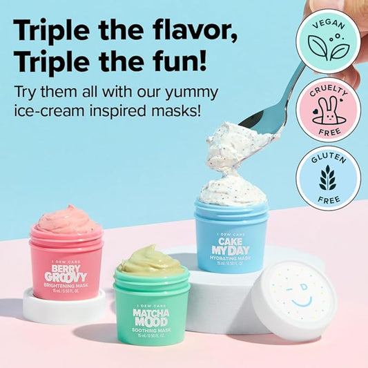 I DEW CARE Wash Off Face Mask Skincare Gift Set - Mini Scoops | Facial Masks, Matcha, Hyaluronic Acid, Korean Self Skincare, Facial Treatment, Cruelty-Free, Stocking Stuffers, Travel Size, Mini Set