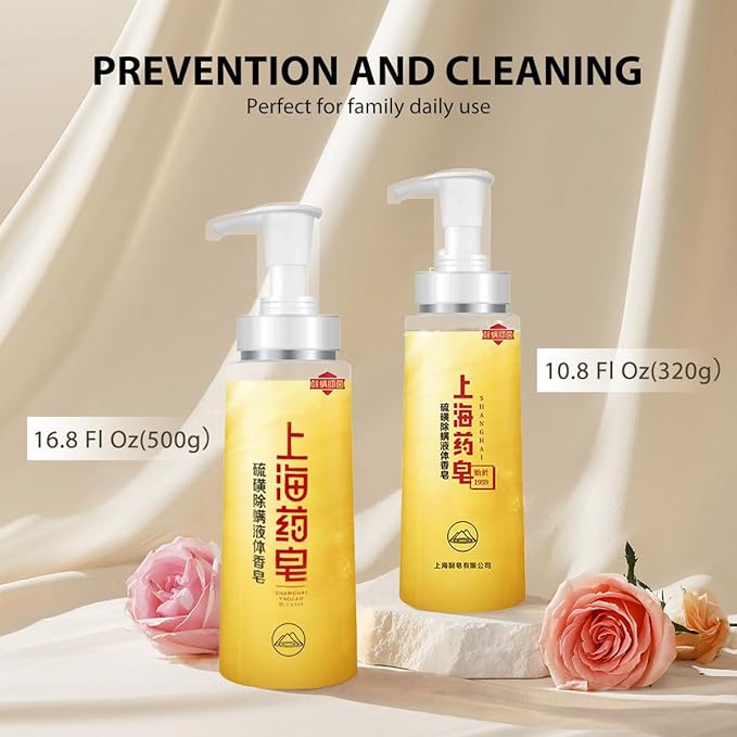 Bee & Flower Sulfur Soap Liquid Shampoo & Body Wash - Daily Head to Toe Skin Care Product for Men and Women - 10.8 Fl Oz - Pack of 1