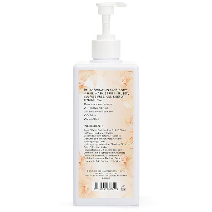 Nakery SkinRestore Hydrating Face & Body Wash with Hyaluronic Acid - Body Wash for Sensitive Skin - Foaming Face Wash & Oil Cleanser for Women 350ml - Sulfate Free & Cruelty Free - Seductive Comfort