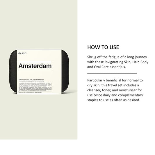 Aesop Amsterdam Travel Kit | Unisex Luxury Skincare & Haircare Set for Travel | TSA-Approved