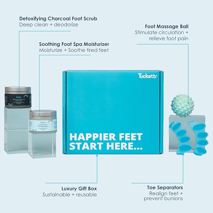 Tucketts Foot Care Spa Kit for Heel and Foot Pain Relief, Dry Skin, Bunions, Toe Correctors