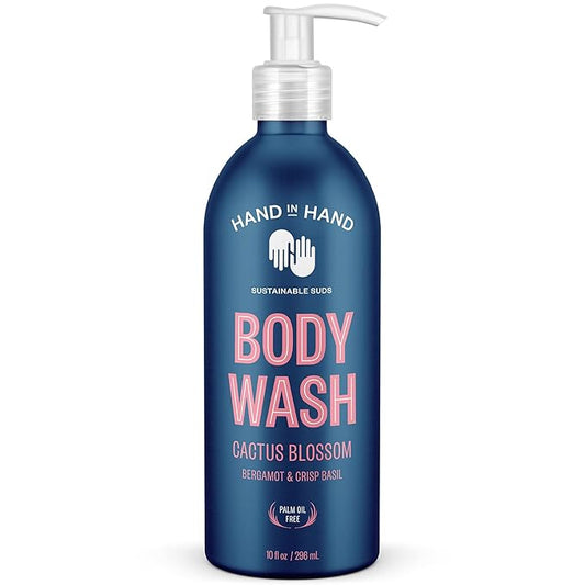 Hand in Hand Body Wash, Gentle Cleanser For All Skin Types, 10 Fl Oz, Bergamot & Crisp Basil, Cactus Blossom Scent, 2 Pack