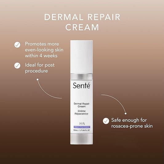 Senté Dermal Repair Facial Cream | Nourishing for Rosacea & Sensitive Skin | Hydrate & Rejuvenate | with Patented HSA, Vitamin E & Green Tea Extract - 1.7 Fl Oz