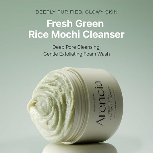 Korean Rice Mochi Face Cleanser - Face Mask, Foaming Cleanser, Gentle Scrub All in One - Deep Cleansing, Moisturizing, Pore Minimizing, Removing Blackhead- with Rice Water & Green Tea, Mugwort