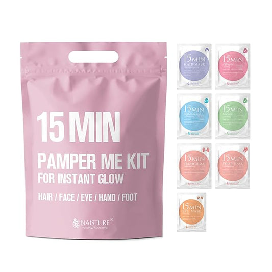 15 Min Pamper Me Kit and SoftTouch Hand Cream Trio (10pc): Korean Face Mask Essentials and Moisturizing Lotion Gift for Women