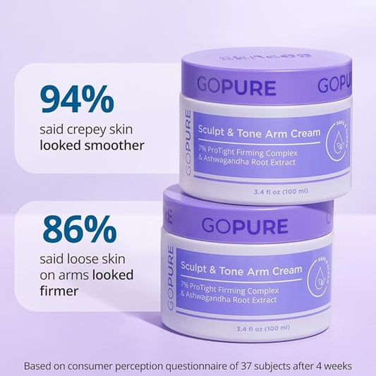 goPure Sculpt & Tone Arm Cream – Firming And Tightening Cream For The Arms, Smooths The Look Of Wrinkles, Deeply Hydrates, Firms The Look Of Crepey Texture On The Arms