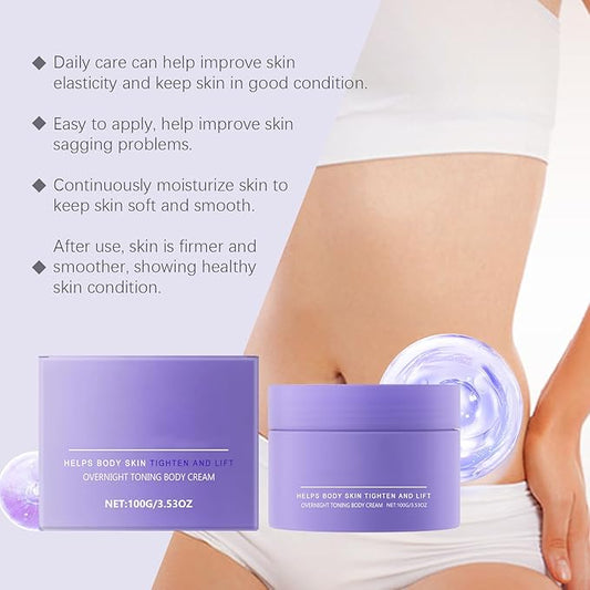 Overnight Toning Whip – Firming Body Cream for Skin Tightening and Anti-Wrinkle Action, Works While You Sleep, Reduces Loose Skin and Improves Firmness