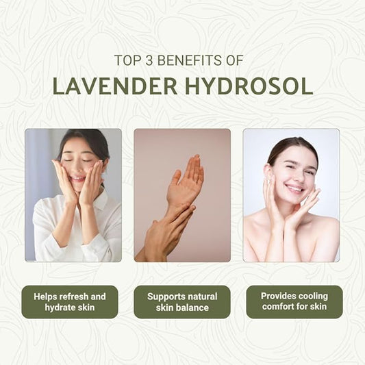 Lavender Hydrosol - Pure Steam Distilled Floral Water Spray for Face Toner, Facial Mist & DIY Skincare - Lavandula Angustifolia Hydrating Skin Refresher & Linen Spray - 100% Natural 16oz
