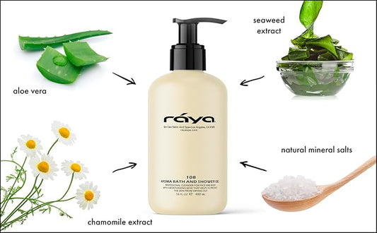 Raya Aroma Bath and Shower Gel 16 oz (108) | Gentle and Moisturizing Body Cleanser | Great for All Skin