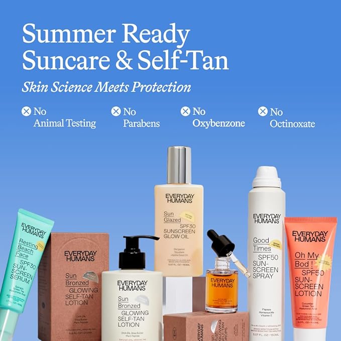 Everyday Humans SPF30 Resting Beach Face Sunscreen Serum for Women, 1.7oz PA +++ | Sheer, Light Glow Finish with Hyaluronic Acid | Make-Up Primer Face SPF Moisturizer For All Skin Types