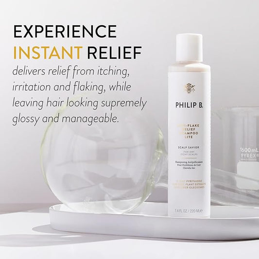 PHILIP B. Anti-Flake Relief Shampoo Lite 7.4 oz. (220 ml), for Dry, Itchy Scalps - Instant Soothing Relief for Lasting Comfort