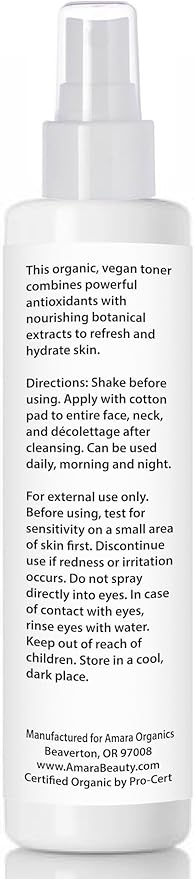 Vitamin C + Resveratrol Facial Toner - USDA Certified Organic Refreshing Spray for Face - 3.4 fl oz