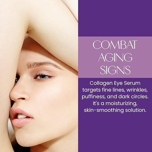 Collagen & Hyaluronic Acid Under Eye Serum - Anti-Aging, Hydrating, Reduces Puffiness & Wrinkles - Dermatologist Tested, Korean Skin Care - 1 oz / 30 ml