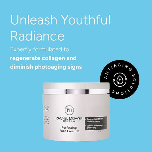 Rachel Moayer Perfecting Face Cream B, Anti Aging Moisturizer for the Face, Perfect for Day & Night, Wrinkle Remover, Boosts Collagen, and Photoaging Repair, for Men & Women