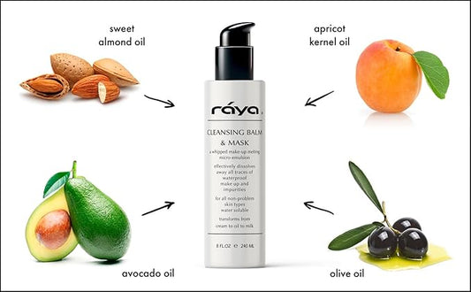 Raya Facial Cleansing Balm and Mask (155) | Natural, Water-Soluble, Fluid Cleanser and Water-Proof Make-Up Remover for Combination and Dry Skin | Can Be Used as a Gentle Cleansing Mask