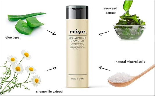 Raya Aroma Bath and Shower Gel 8 oz (108) | Gentle and Moisturizing Body Cleanser | Great for All Skin