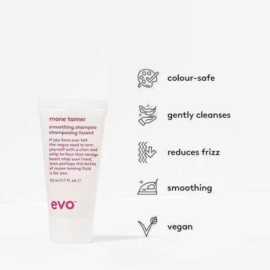 EVO Mane Tamer Smoothing Shampoo - Cleans, Smooths, & Strengthens Hair - Reduces Frizz - Travel Size, 30ml / 1.01fl.oz