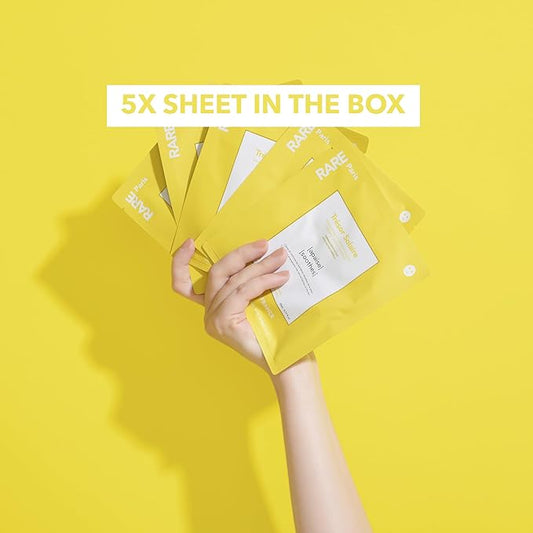 Trésor Solaire - Soothing Facial Sheet Mask - Soothing & Strengthening - With Vitamin E & Arnica - Brightening, Firming & Revitalizing - Multi-Active Serum Formula - 5 Pack