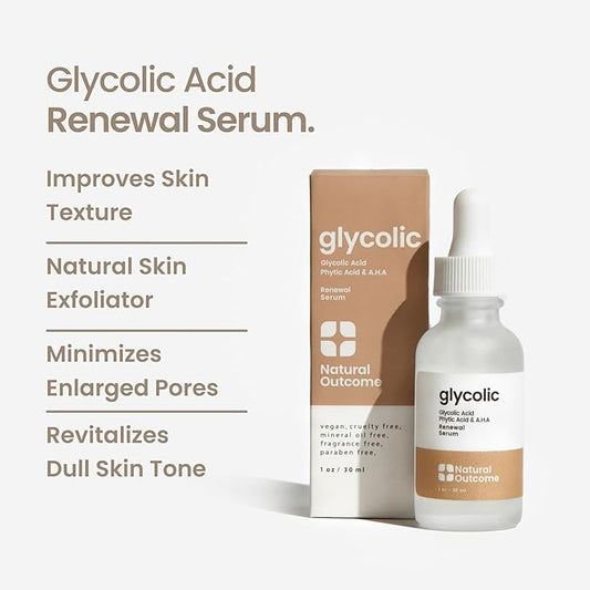 Glycolic Acid/AHA 12% Renewal Serum | Anti-Aging Exfoliating Facial Serum | Increases Cell Turnover Leaving Behind Smoother Skin | Clarifies Acne and Rejuvenates Skin | 1 Oz