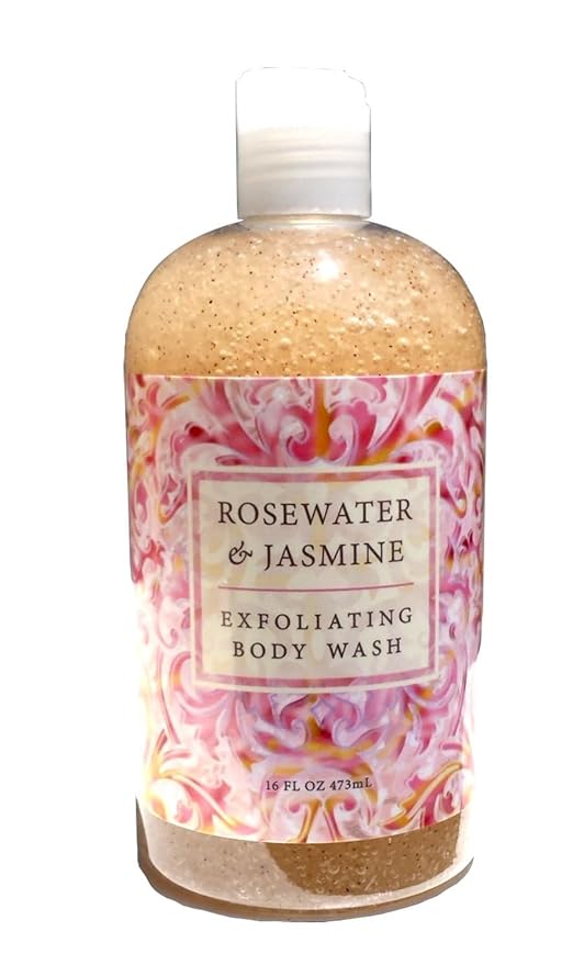 Greenwich Bay Trading Co. Exfoliating Scented Body Wash - Luxury Spa Quality, Shea & Cocoa Butter Enriched - 16 Ounce (Rosewater Jasmine)