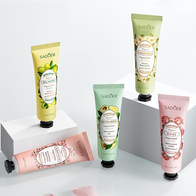 5 Pack Hand Cream Lotion Gifts Set - Mini Hand Lotion for Dry Cracked Hands Skin Travel Size Moisturizing Non Greasy Hydrating Hand Moisturizer Lotion for Women Teengirls, Plant Fragrance 1.06Oz Each