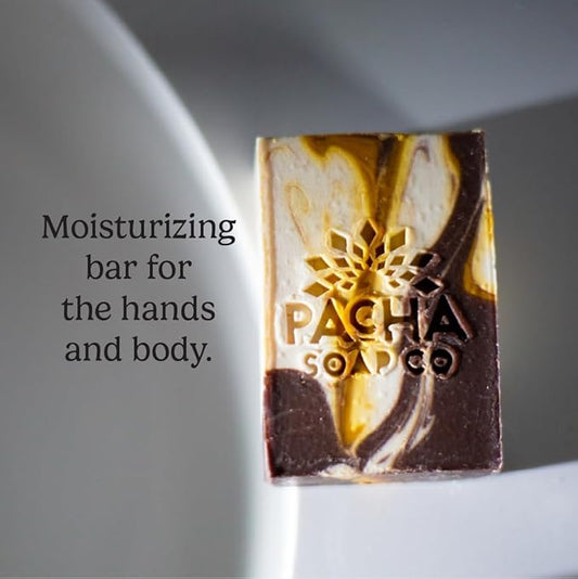Pacha Soap Co. Bar Soap - Premium, Handcrafted, Hydrating, Natural Face Wash, Hand Cleanser, Body Wash, Soothing Essential Oils (Almond Goat's Milk, 5-Pack, 4 oz ea)