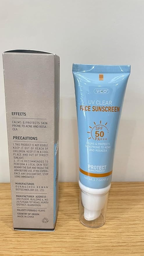 VGO Clear Face Sunscreen SPF 50, Hydrating Sun Essence Face Leaves No Sticky Feeling Travel Size Sunscreen Against UVA and UVB Rays 50ml / 1.7oz - 2 Packs