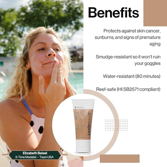 Dermasport Skin Care Set for Athletes: SPF 50 Sport Face Sunscreen & Gentle Facial Cleanser - Essential Duo for Pre and Post-Swim Protection & Nourishment, Designed for Smooth, Youthful Skin