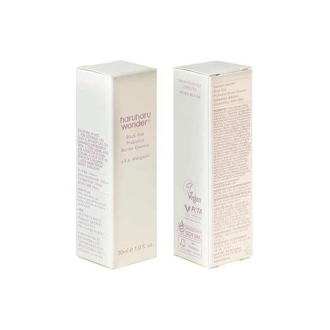 haruharu Wonder Black Rice Probiotics Barrier Essence 1.01 fl. oz., Travel Size Essence Toner to Strengthen Skin Barrier with Ceramides, Soothing, Moisturizing, Plumping, Korean Skincare