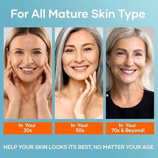 Super Vitamin C Serum for Women Over 70, All-In-One Formula, Made in USA, Hydrates, Firms, Lifts, and Targets Wrinkles, Age Spots, and Fine Lines, Vitamin C Serum (1fl oz x 2)