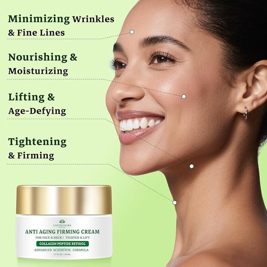 Tighten and Lift Neck Cream, Advanced Anti Wrinkle Face Cream with Retinol Collagen Hyaluronic Acid, AH-8 Multi-Peptides Anti Aging Neck Creams for Tightening and Firming for Women and Men, 1.7 Fl Oz