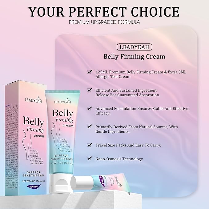 B Flat Belly Firming Cream - Moisturizing & Firming for Stomach, Body Lotion for Women and Men,Thighs and Butt 125 ML +5 ML