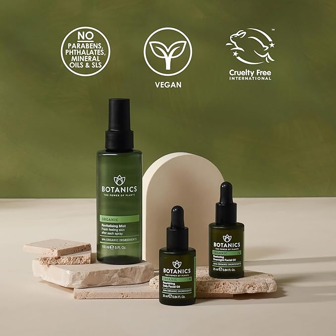 Botanics Organic Restoring Overnight Face Oil for Women & Men - Powered by Rosehip Oil - Lightweight, Non-Greasy & Hydrating - Vegan & Cruelty-Free Skincare (0.84 Fl Oz)