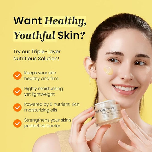 CNP Honey Ceramide Moisturizer with Propolis Extract & Hyaluronic Acid, Propolis Ampule Oil-in-Cream with 5 Oil Blend, Anti Aging Face Cream, for Firm, Radiant Skin, Korean Skin Care (1.76 fl. oz)