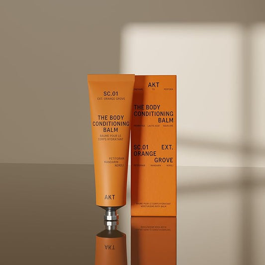 Akt The Body Conditioning Balm 3.4 Fl Oz, Firming Cream, Hydrating Body Balm with Olive Squalane & Lactic Acid, Vegan Moisturizer, Plastic Free, Sc.01 Orange Grove, All Genders
