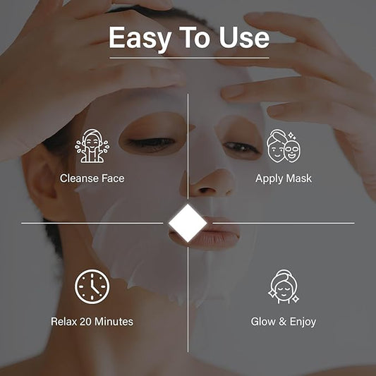 Bio-Collagen Face Mask – Hydrating & Firming Korean Sheet Mask with Hyaluronic Acid, Anti-Aging Overnight Skincare, Pore Minimizing & Moisturizing Treatment, 32g, 4 Pack